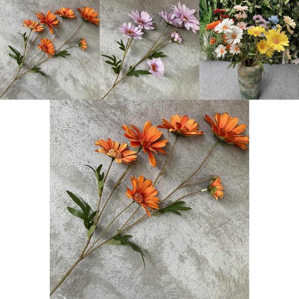 Langstielige 6-Kopf Gänseblümchen Seidenblume für Hochzeitsdeko und Home-Styling