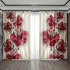 2pcs Luxury Swan Red Golden Flower Pattern Printed Curtain Home Decor Rod Pocket Curtain For Bedroom Living Room Home Decor