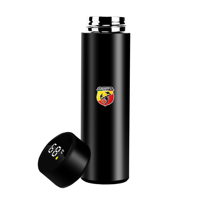 500ml Edelstahl Auto Emblem Intelligente Temperatur Tasse Kaffeetasse für Fiat Abbas 500 Punto 124 125 500 Bravo Stilo Panda Abarth Tipo Viaggio