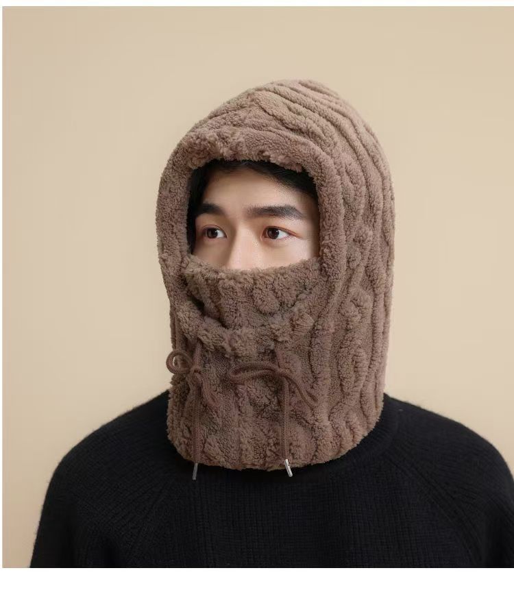 Outdoor warm hat couple winter velvet windproof ear protection mask hat scarf integrated cycling Lei Feng hat tide