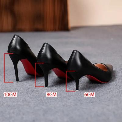 Fashion Sexy Fashion Women's Soft Leather Pumps Spring New Thin High Heels 2024 New Dress Shoes Ladies Stiletto Black Big Size