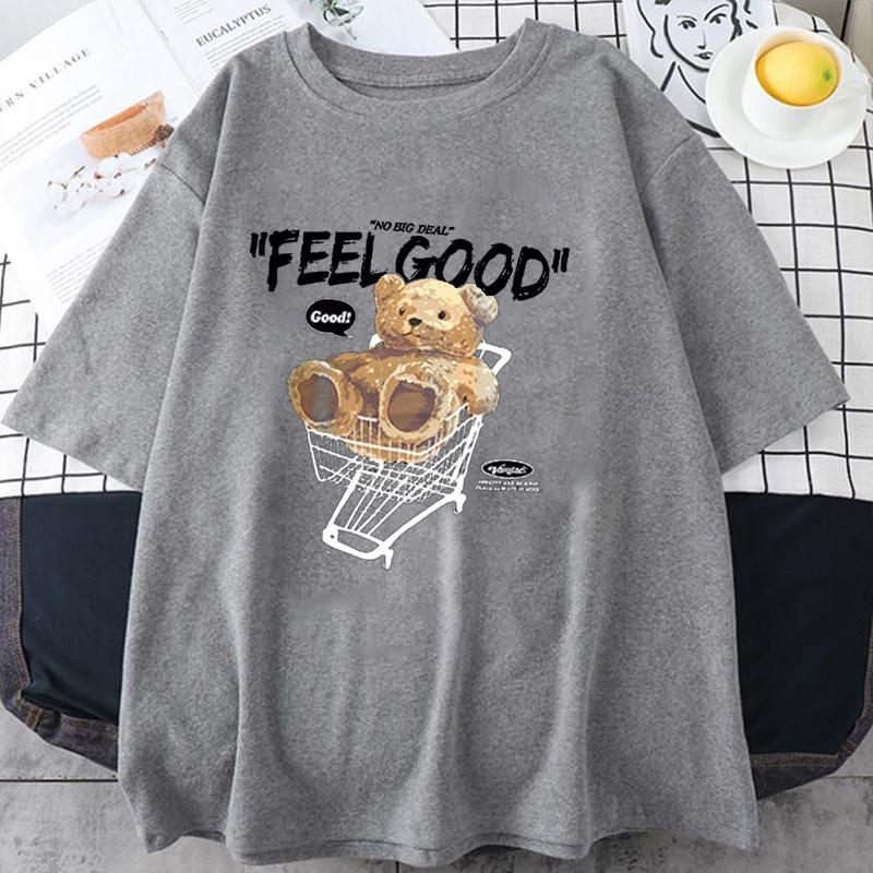 Neues Cartoon Bär Kurzarm T-Shirt Damen Herren Lockeres Oberteil Mode Koreanischer Stil Tee