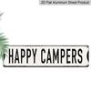 15.7×3.94inch Happy Campers Raised Metal Road Sign - Retro RV & Camper Van Aluminum Sign/decorative Sign, Heavy-Duty Camping Sign with Campfire