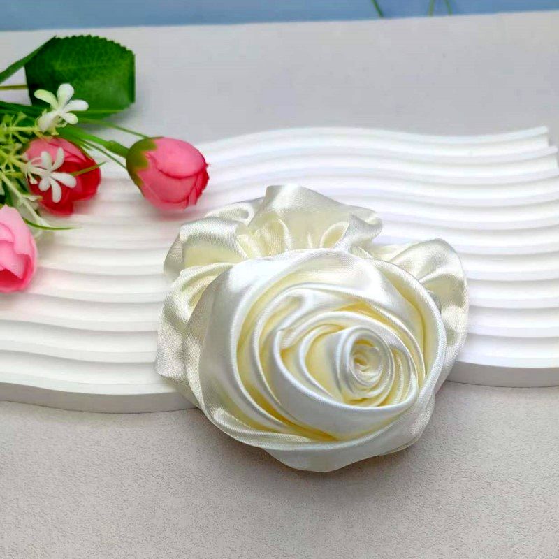 French Retro Fabric Rose Large Intestine Hair Band Elegant Bow  High-Grade Scrunchies Girl Hair Accessoires