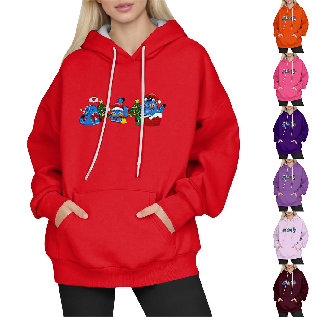 Women's Fashion Long-Sleeve Pullover Hoodie with Fun Movie-Inspired Prints