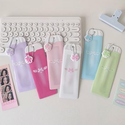 Cute PVC Photo Storage Case Bowknot 4 Grids Idol Photocard Holder Hollow Photos Protective Cover for Student Girls