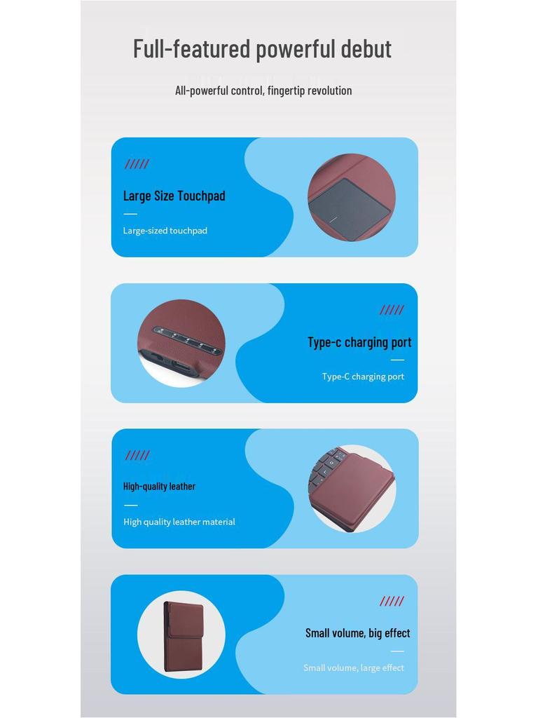 Leather-Feel Foldable Bluetooth Keyboard & Mouse: Multi-System Support, Portable, Silent
