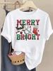 (Asian Size) watercolor trend Tee Top Christmas Festival New Year Clothing T Shirt Women Fashion Print Female Woman Short Sleeve Graphic T-shirts