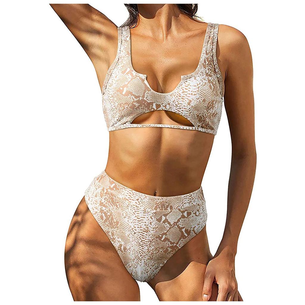 Dametrykk Polstret Push Up 2-delt bikini Hollow Out Badedrakter Strandtøy