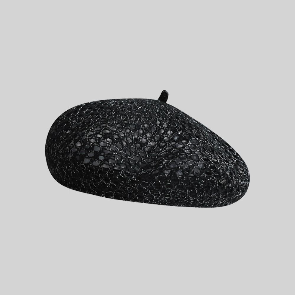 Solid Color Hollow Beret Hollow Knitted Pumpkin Hat Casual Painter Hat Women