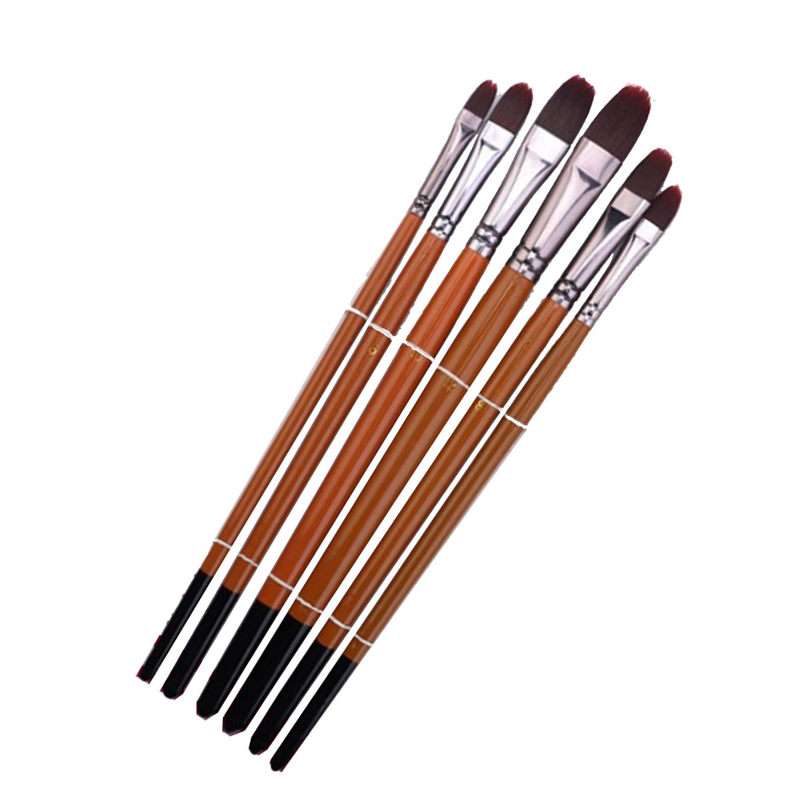 

Набор из 6 кистей для рисования, прочный нейлоновый набор кистей для масляной живописи с эргономичной ручкой для портрета