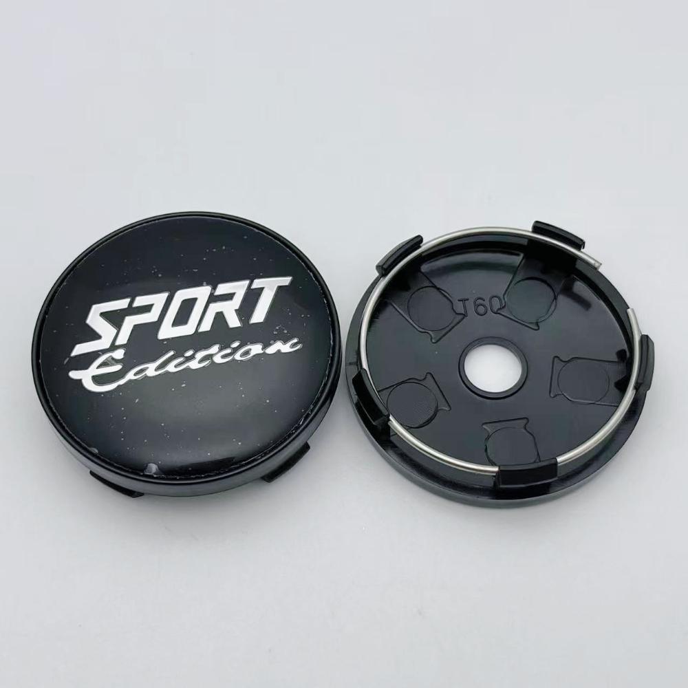 4pcs 60MM Sport Logo Emblem Car Wheel Center Caps Car Accessories for Wheel Hub Centre Cover Auto Rim Hubcaps Black/Silver Cap