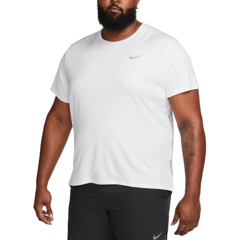 Nike Miler Solid Color Logo Crew Neck Short Sleeve T-Shirt Men Tops White DV9315-100