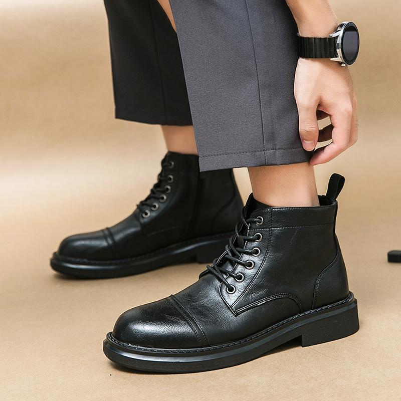 Men's Leather Boots Large Size New Leather Shoes Fashion Men's Trend British Style Martin Boots Foreign Trade Personalized Leather Boots