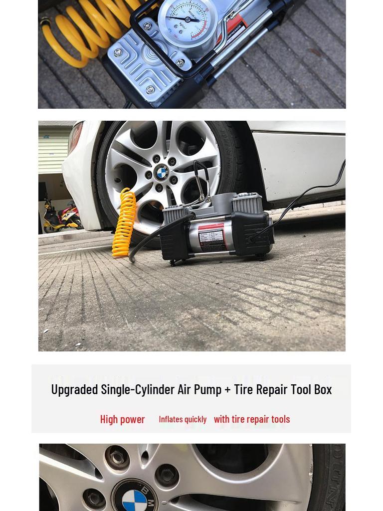 High-Power Portable 12V Car Air Pump with Fast Charging