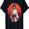 Samurai Girl Vintage Retro Sakura Cherry Blossom T-Shirt(208)