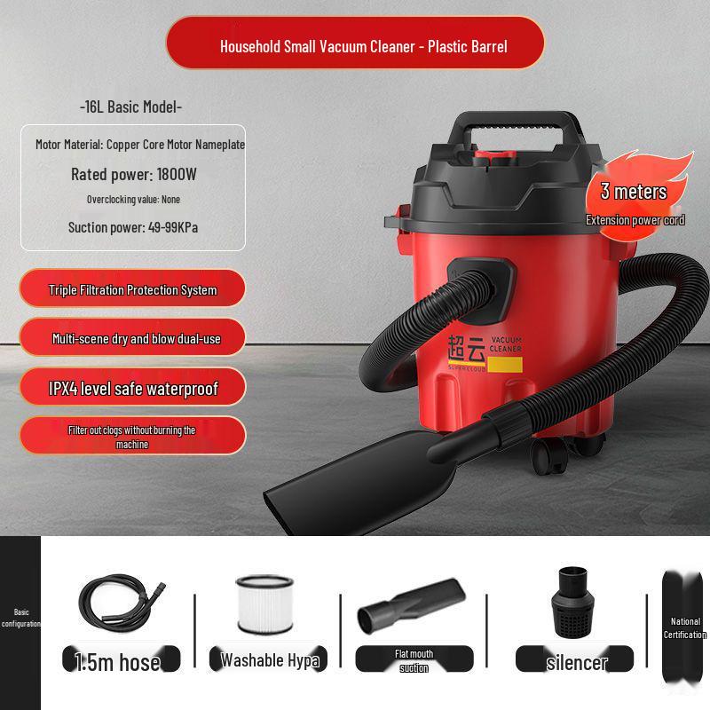 High-Power Industrial and Household Vacuum Cleaner for Car and Carpet Cleaning
