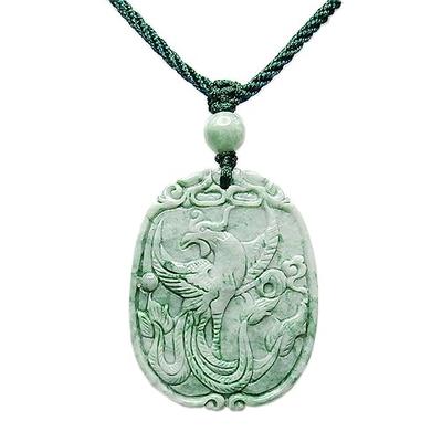 Rue de Pierre Sculpture de Phénix Jadeite de Haute Qualité Pierre Naturelle Collier Reine Noble Amulette