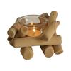 Matte Finish Wood Candle Holder Wooden Glass Holder, Rustic Driftwood Ornament, Farmhouse Natural Branch Tabletop Decor for Living Room Bedroom Office