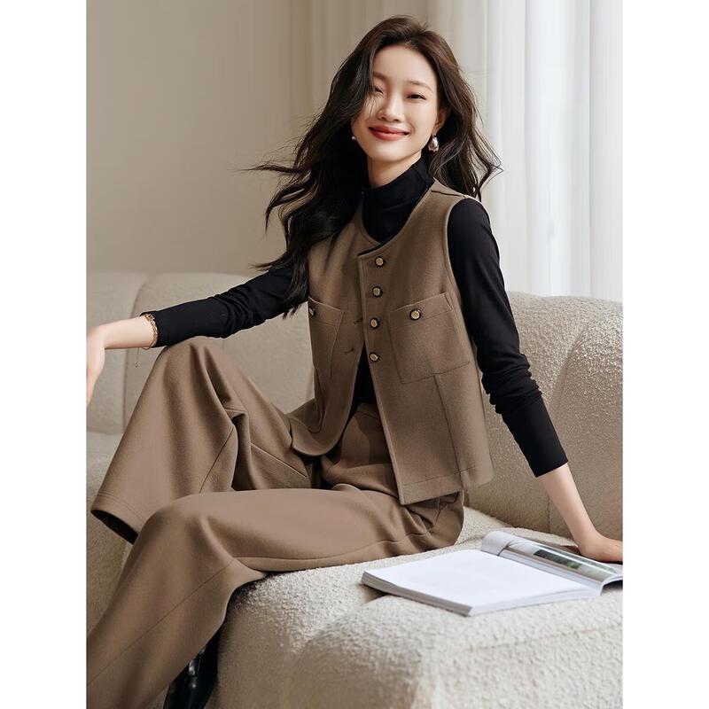 Ensemble Rétro Gilet et Pantalon Large pour Femme
