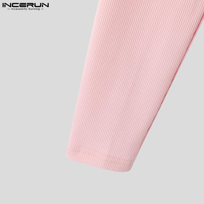 INCERUN Men Summer High Neck Cutout Sleeve Oversleeve Rib Casual Fitted Short Tank Tops
