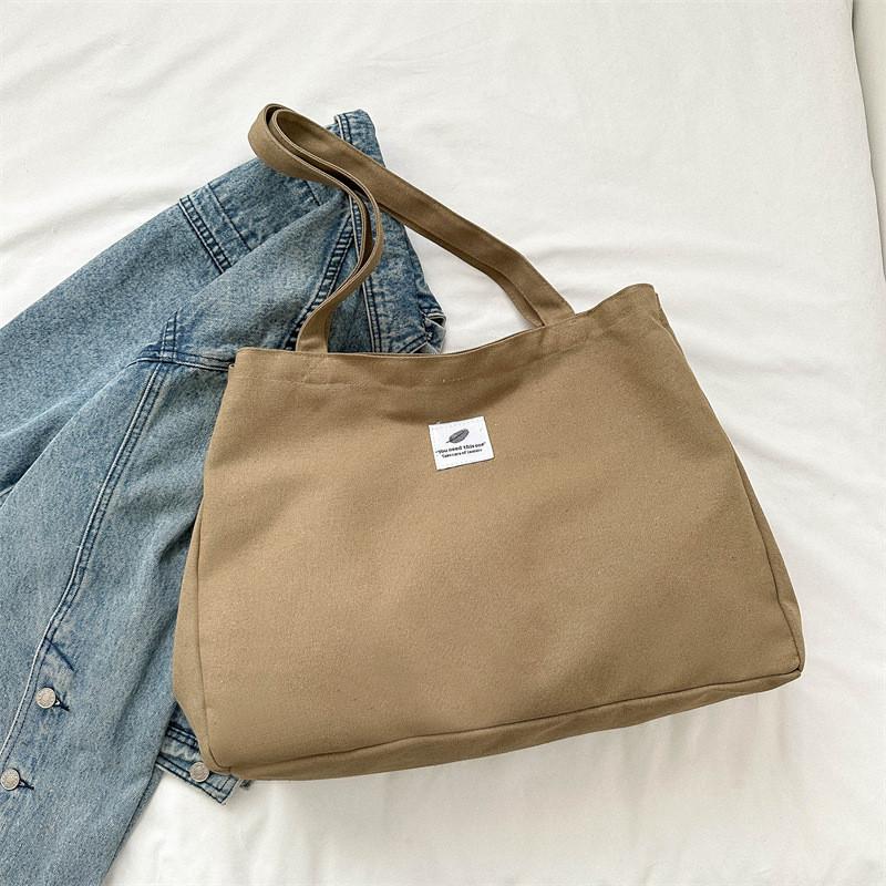 

Chic Versatile Canvas Tote Bag With Spacious Design For Daily Casual Outings хакі