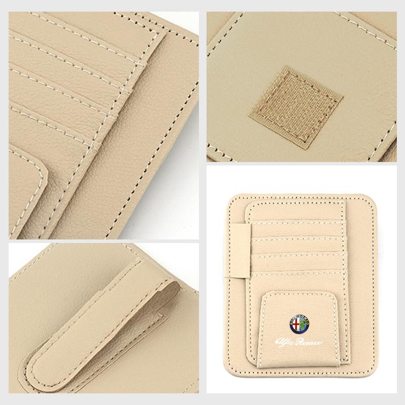 Car Sun Visor Card Holder Multi-Slot For Alfa Romeo Giulietta 159 147 156 166 Mito Giulia GT Stelvio Tonale Sjh899