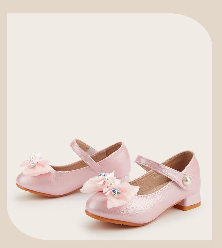 2025 Winter Mädchen Rosa Schleife Prinzessin Hohe Absätze: Modische & Vielseitige Lederschuhe