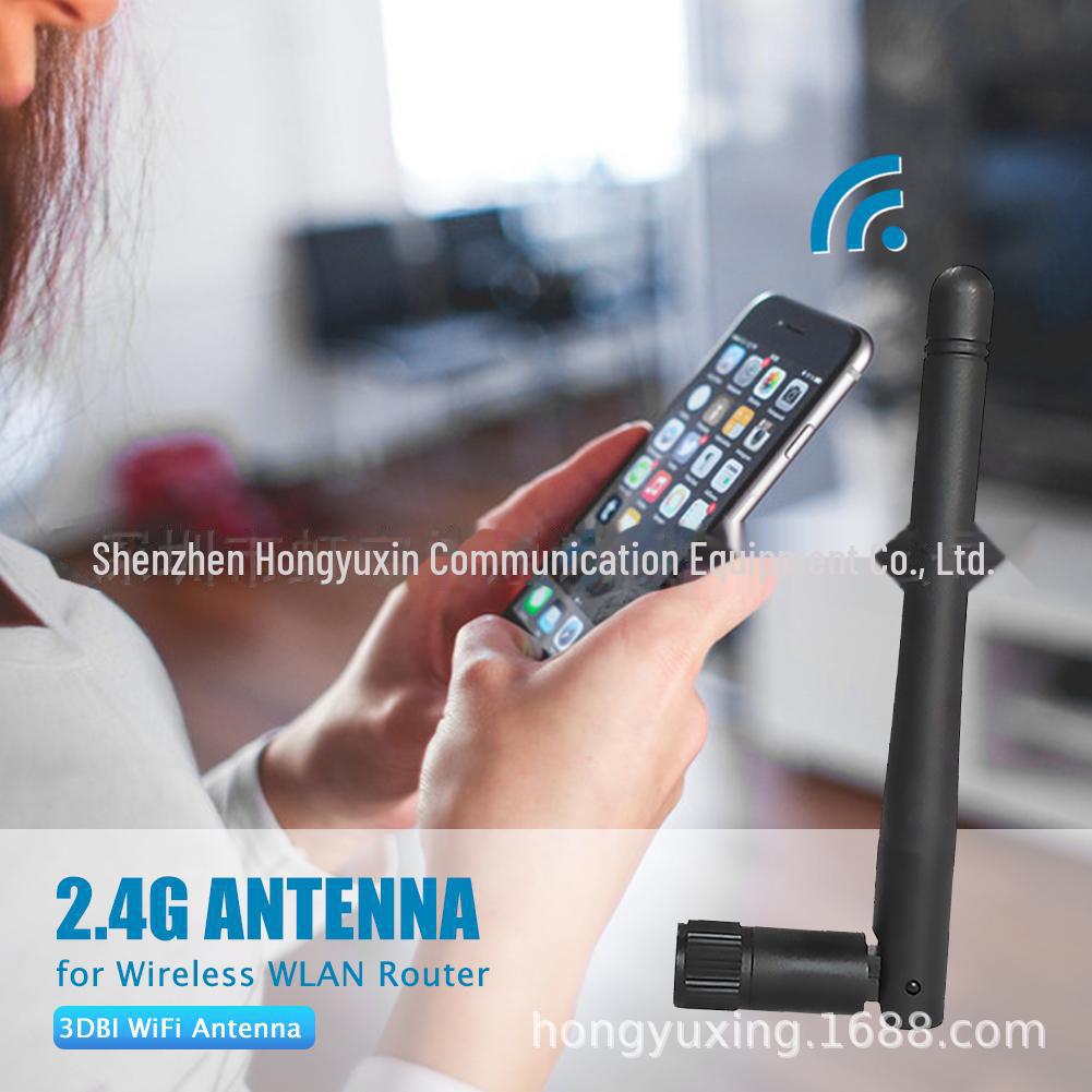 2.4GHz WiFi Glue Stick Antenna, 3dB, Foldable 90°, Male Pin Interface, Black