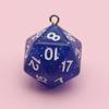 20-Sided Colored Transparent Acrylic Dice Pendant Keychain for DIY Jewelry