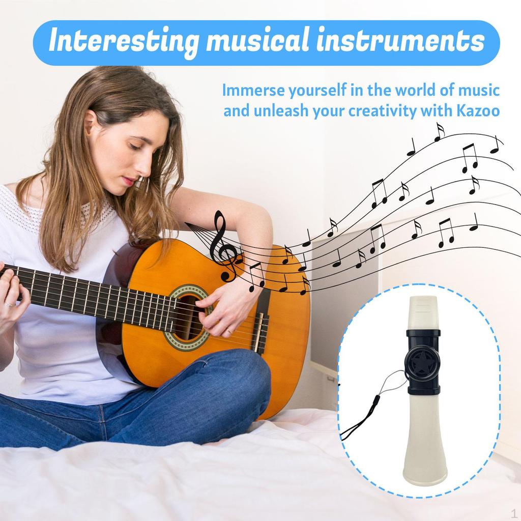 Kazoo Flute Accompaniment Wind Instrument Music Toy with Lanyard PP Material Storage Bag Suitable
