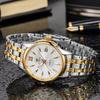 OUYAVEI Herren Automatische Mechanische Uhr Kalender Diamant-Inlay Leuchtend Edelstahl Business Armbanduhr