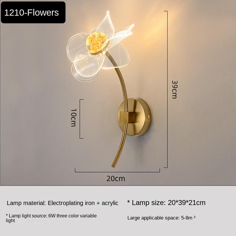 

Креативный акриловый светодиодный настенный светильник с цветочным узором, роскошный простой настенный светильник для спальни, прикроватная лампа для гостиной, лампа для телевизора, настенный декоративный светильник Three-color light