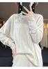 Women's Casual Rolled Hem Wool Sweater, Half-High Collar Loose Fit, Solid Color Base Layer for Autumn & Winter