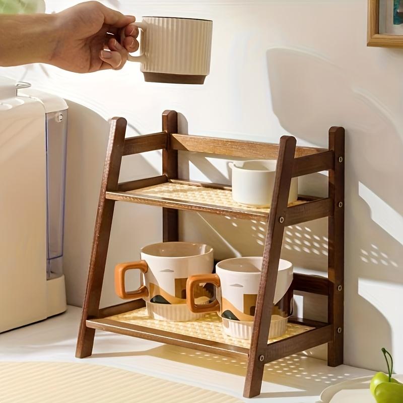 Cup Storage Rack Imitation Rattan Cup Rack Double-layer Desktop Miscellaneous Water Cup Storage Rack Dormitory Kitchen Organizing Rack