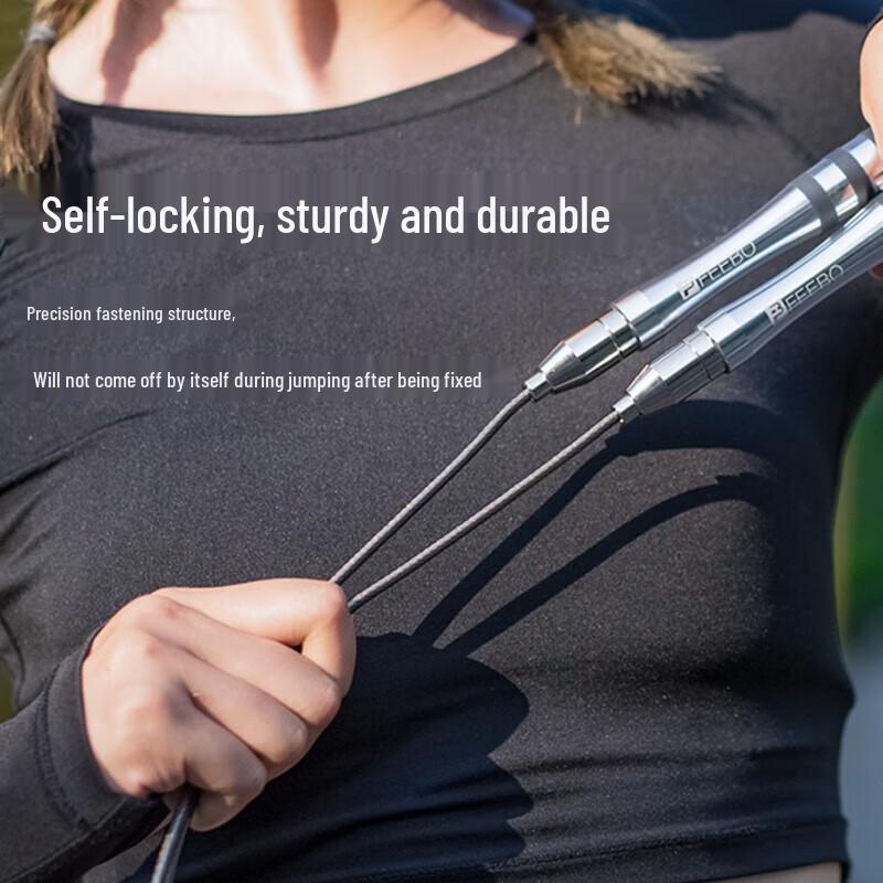FEEBO Self-Locking Adjustable Steel Wire Jump Rope with Dual Bearings