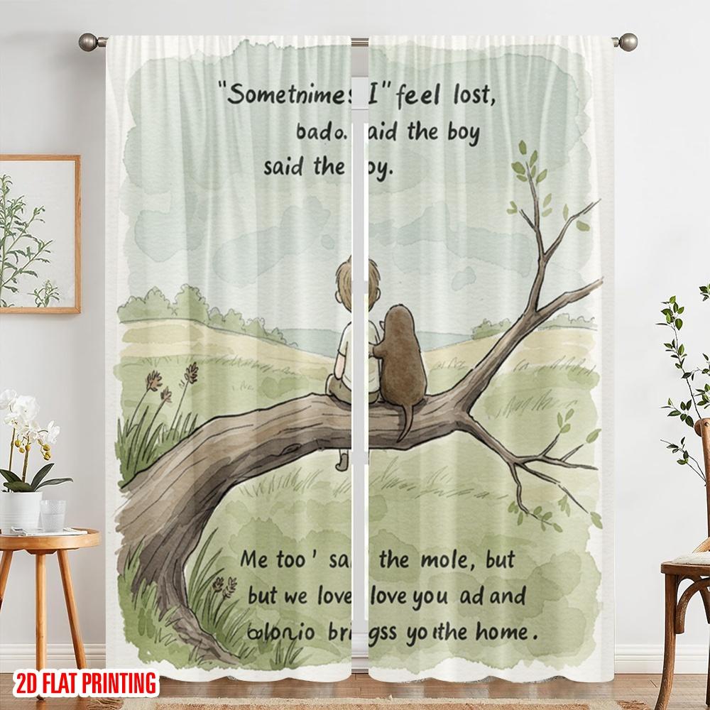 2 Stück 2D Flachdruck Vorhänge Maulwurf Liebe Zuhause Stoff Ohne Strom Geburtstagsfeier Verwendung für Fotoautomaten Geburtstage Hochzeiten