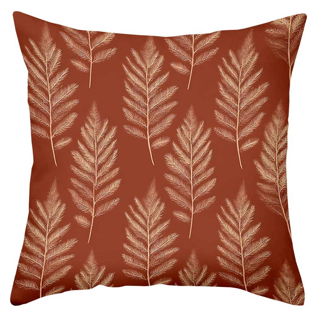 1 pieces -2D flat printing Red Pillows With Golden Leaf Pattern For Home Polyester pillowcase, sofa decorative cushion cov
