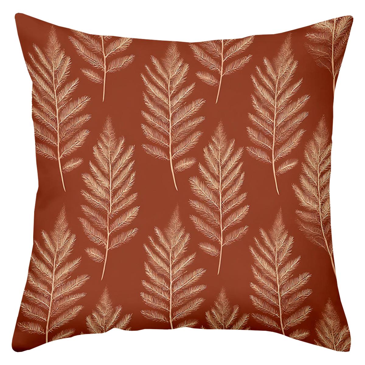 

1 pieces -2D flat printing Red Pillows With Golden Leaf Pattern For Home Polyester pillowcase, sofa decorative cushion cov 45x45cm