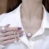 French Retro Pearl Inlaid Jewelry Set: Elegant Ring, Earrings & Necklace