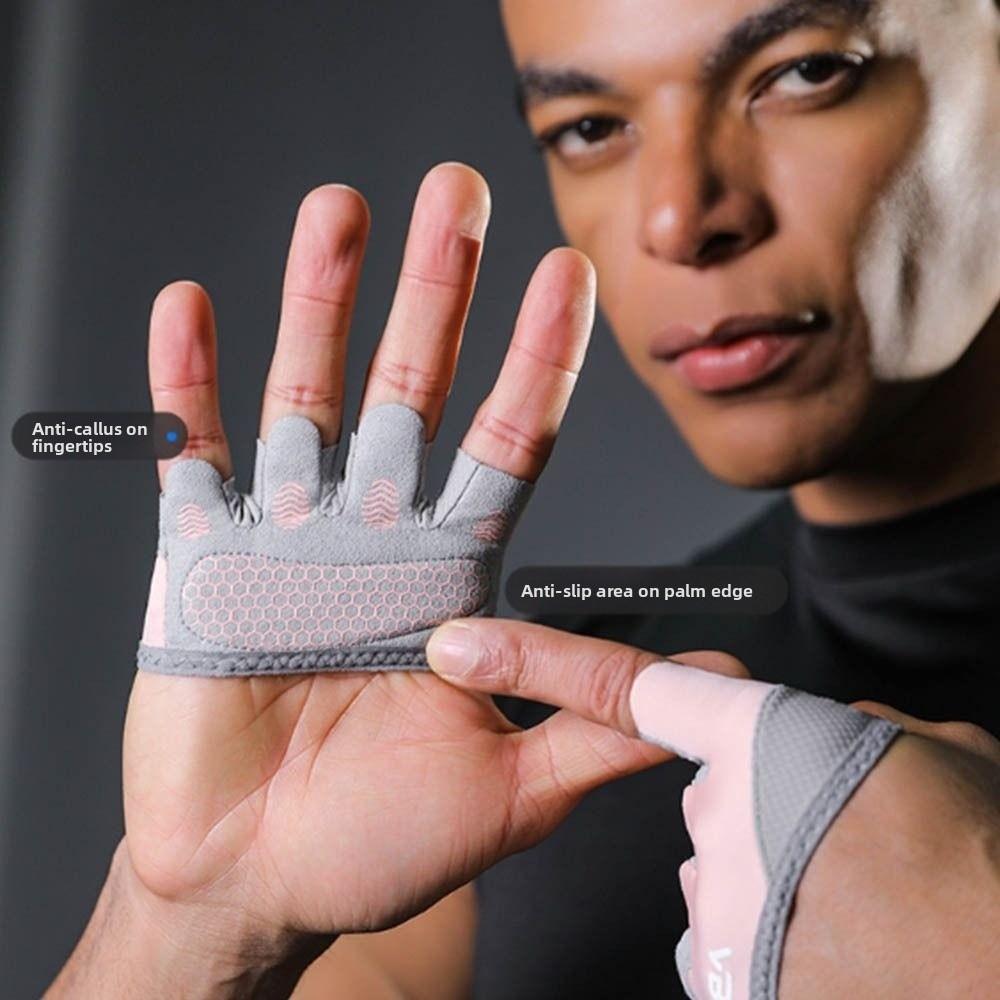 1Pair Breathable Anti-Slip Workout Gloves Four Finger Hand Palm Protector Heavy Duty Accessory