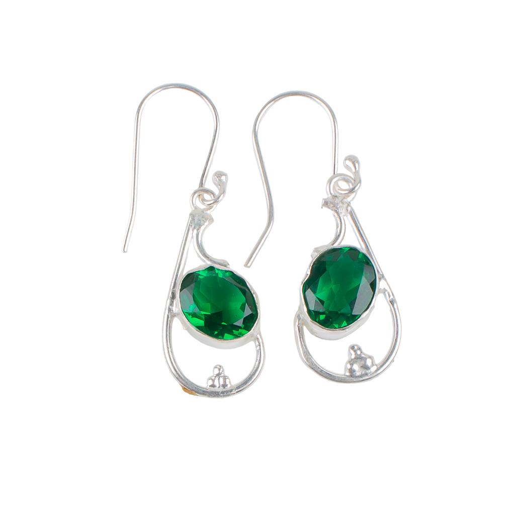 Chrome Diopside Gemstone 925 Sterling Silver Jewelry Handcrafted Earrings 1.60" EE-49-3