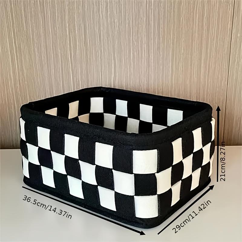 High qualityStylish Black and White Checkered Storage Basket – Multifunctional Organizer for Cosmetics, Snacks, Toys, and Bedroom Essentials with