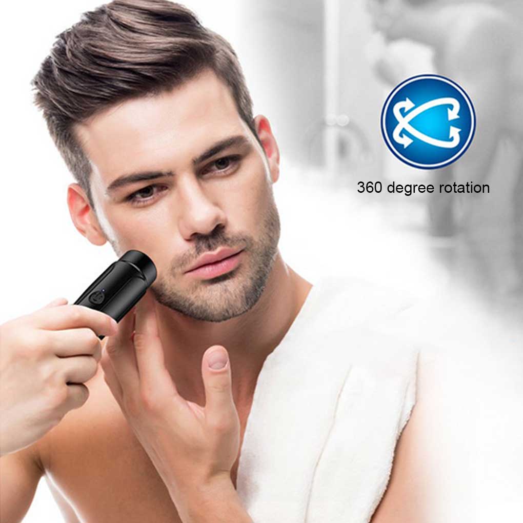 ABS Man Mini Shaver Portable Reusable Battery Powered USB Interface 360 Degree LED Home Business Travel Trimmer Clippers
