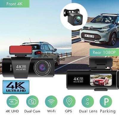 UHD 4K 3840*2160P Bil DVR WIFI GPS Mini Dash Cam Kamera Dobbelt Linse Dashcam Registrator Svart Boks Video Kjøreopptaker Nattsyn