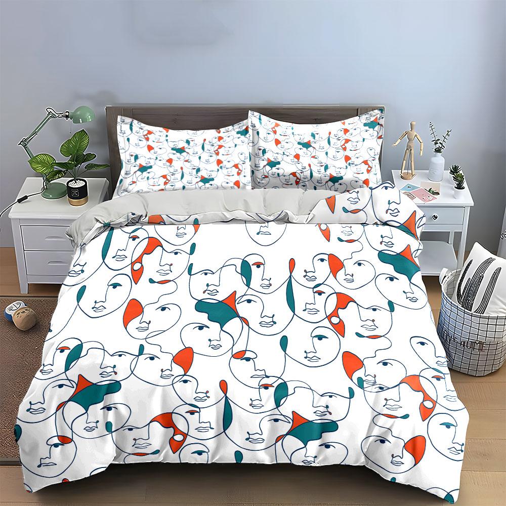 Abstract Faces Pattern Bedding Bedding Duvet Cover Set Duvet Cover Pillowcases (1 * Duvet Cover 2 * Pillowcases, without duvet insert)