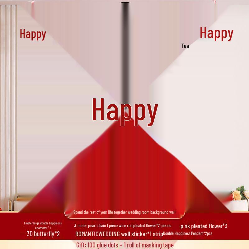 Wedding Bedroom Decoration Set - Double Happiness Design for Engagement