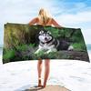 Lightweight Husky Dog Beach Towel Quick Dry Sand Free Pool Bath Towel Soft Outdoor Travel Towels for Camping Swimming Yoga Sport