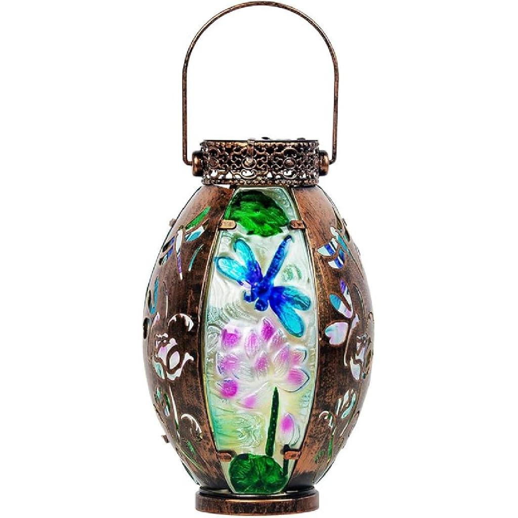 VEWOGARDEN Dragonfly Solar Lanterns Outdoor Waterproof Hanging Solar Lantern Decorative Outdoor LED Lantern Lights for Patio Yard Table Garden Decor