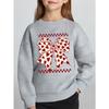 Kids Unisex Crewneck Sweatshirt, Red Heart Bow Checkerboard Print Long Sleeve Pullover, Soft Fleece Kids Sweatshirt For Boys Girls Over 4 Years Old